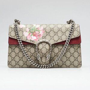 Gucci Beige/Pink GG Supreme Blooms Coated Canvas Small Dionysus Shoulder Bag